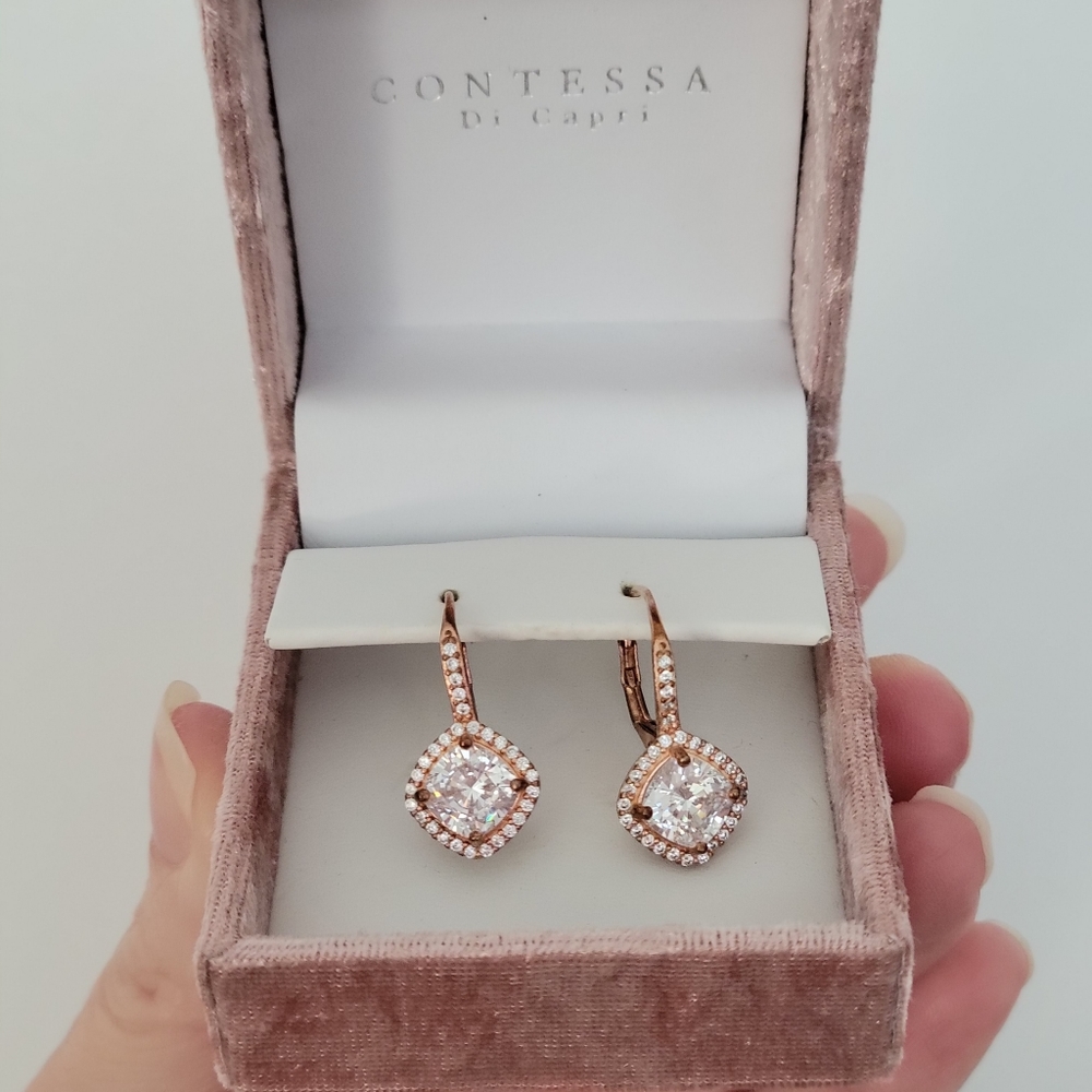 Sterling silver 925 "rose gold" fancy earrings